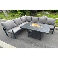 6-Seater Aluminum Garden Furniture Firepit Set