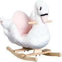 Homcom Kids Plush Swan Rocking Ride W/ Safety Seat, 18M+, Pink