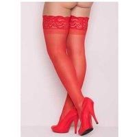 Sheer Hold-Up With Lace Top (Red) - White
