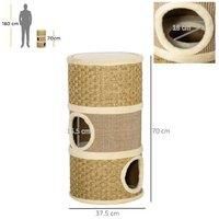 Kitten Tree Tower W/ Scratching Barrel - Grey