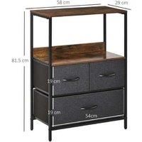 Homcom 3 Fabric Bins Cabinet - Black