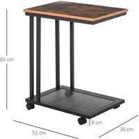 Homcom C Shaped Side Table With Wheels
