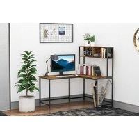 Homcom L-Shaped Desk & Storage Shelf - Black