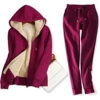Womens Fleece Lined Tracksuit Set In 4 Colours And 6 Sizes - Navy