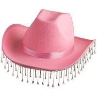 Rhinestone Tassel Cowboy Hat - White, Pink Or Black