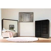 Full Mirror Sliding Wardrobe 150/200Cm - Black