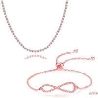 Pave Infinity Tri Set - Silver