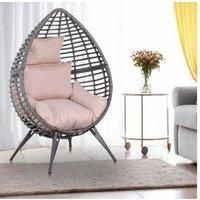 Pe Rattan Outdoor Egg Chair W/ Cushion