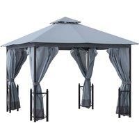 Outsunny Patio Metal Gazebo Canopy Tent - Grey