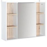 Homcom Mirrored Bathroom Wall Cabinet W/ Cupboard & Shelves - White