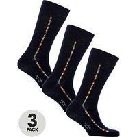 Paul Smith 3-Pack Side Block Stripe Men's Socks Gift Box, Black/Navy/Grey