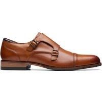 Clarks Craft Arlo Monk Leather Shoes in Tan Standard Fit Size 9.5
