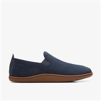 Clarks Home Mocc Suede Slippers In Navy Standard Fit Size 7