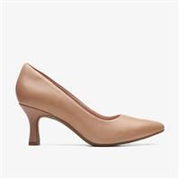 Clarks Womens Kataleyna Gem Warm Beige Leather Heels