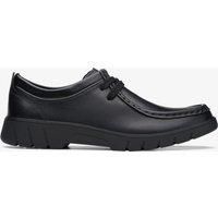 Clarks Branch Low Youth Leather Shoes in Black Standard Fit Size 6½