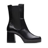 Clarks Pique Up Leather Boots In Black Standard Fit Size 3
