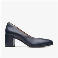 Clarks Women/'s Freva55 Court Pump, Navy Leather, 3.5 UK