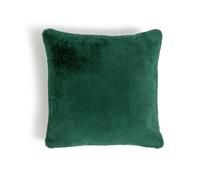 Habitat Plain Faux Fur Cushion - Emerald Green - 43x43cm