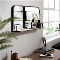 Habitat Rectangular Wall Mirror with Shelf  Black