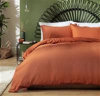 Habitat Cotton Linen Plain Rust Bedding Set - Superking