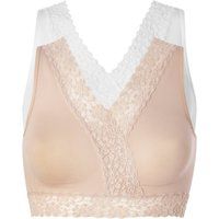 Cotton Traders 2 Pack Lace Trim Comfort Bras In Light Sand
