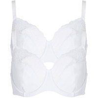 Cotton Traders Women's 2 Pack Mia Balcony Bras in White | Size: 34DD