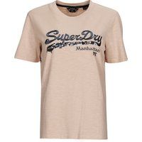 Superdry  VINTAGE LOGO BOROUGH TEE  women's T shirt in Beige