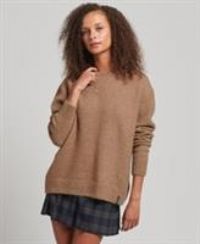 Superdry Women/'s Jersey de Cuello Redondo Polo Sweater, Mink,