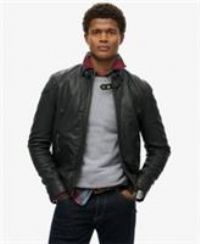Superdry Leather Racer Jacket - Black