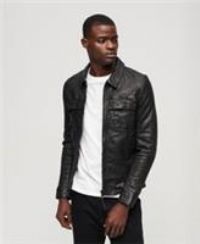 Superdry Mens Seventies Leather Jacket Size S