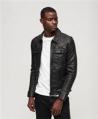 Superdry Mens Seventies Leather Jacket Size M
