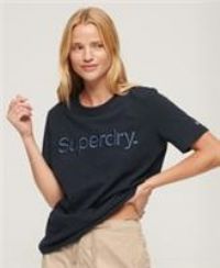 Superdry Women/'s Tonal Embroidered Logo T Shirt, Eclipse Navy Blue, 8 (XS)