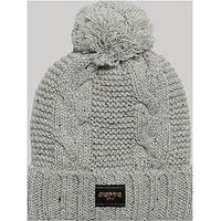 Superdry Women/'s Cable Knit Beanie Hat Baseball Cap, Ice Grey Fleck, One Size