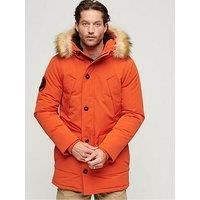 Superdry Men/'s Everest Faux Fur Hooded Parka Jacket, Pureed Pumpkin Orange, M