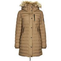 Superdry Women/'s Fuji Hooded Mid Length Puffer Jacket, Sandstone Brown, UK 10