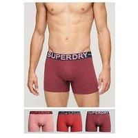 Superdry Men/'s BOXER TRIPLE PACK Boxer Shorts, Berry Red Marl/Hike Red Marl/Mid Red Grit,