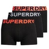Superdry 3-Pack Logo Waistband Trunks - Black