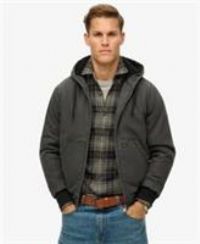 Superdry Men/'s Vintage Workwear Hooded Bomber Jacket, Bison Black, XXL