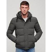 Superdry Men/'s Everest Short Hooded Puffer A4-Padded, Charcoal, XXL