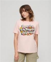 Superdry Womens 70'S Floral Script Logo T-Shirt Size 8
