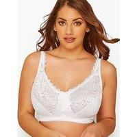 Yours White Hi Shine Lace Non-Padded Non-Wired Full Cup Bra - Women/'s - Plus Size Curve