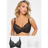 Yours Curve Womens Plus Size 2 PACK  & White Stretch Lace Wired Bras