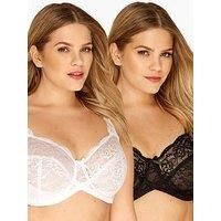 Yours Curve Womens Plus Size 2 PACK  & White Stretch Lace Wired Bras