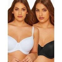 Yours 2 Pack White & Moulded Underwired T-Shirt Bras - Women/'s - Plus Size Curve