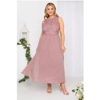 Yours Curve Women Plus Size Lace Front Chiffon Maxi Dress