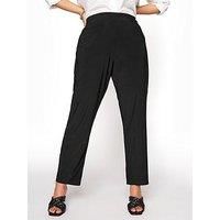 Yours Women's  Curve Black Pull On Straight Leg Stretch Trousers Plus Size Curve