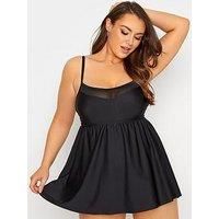 Yours Curve Mesh Panel Tummy Control Swim Dress - Women/'s - Plus Size Curve Black