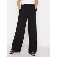 Long Tall Sally Linen Blend Wide Leg Trouser - Black