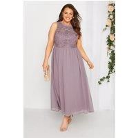 Yours Curve Women Plus Size Lace Front Chiffon Maxi Dress