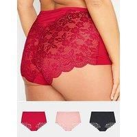 Yours - 3 Pack Curve & Black Lace Back High Waisted Knickers - Women/'s - Plus Size Curve